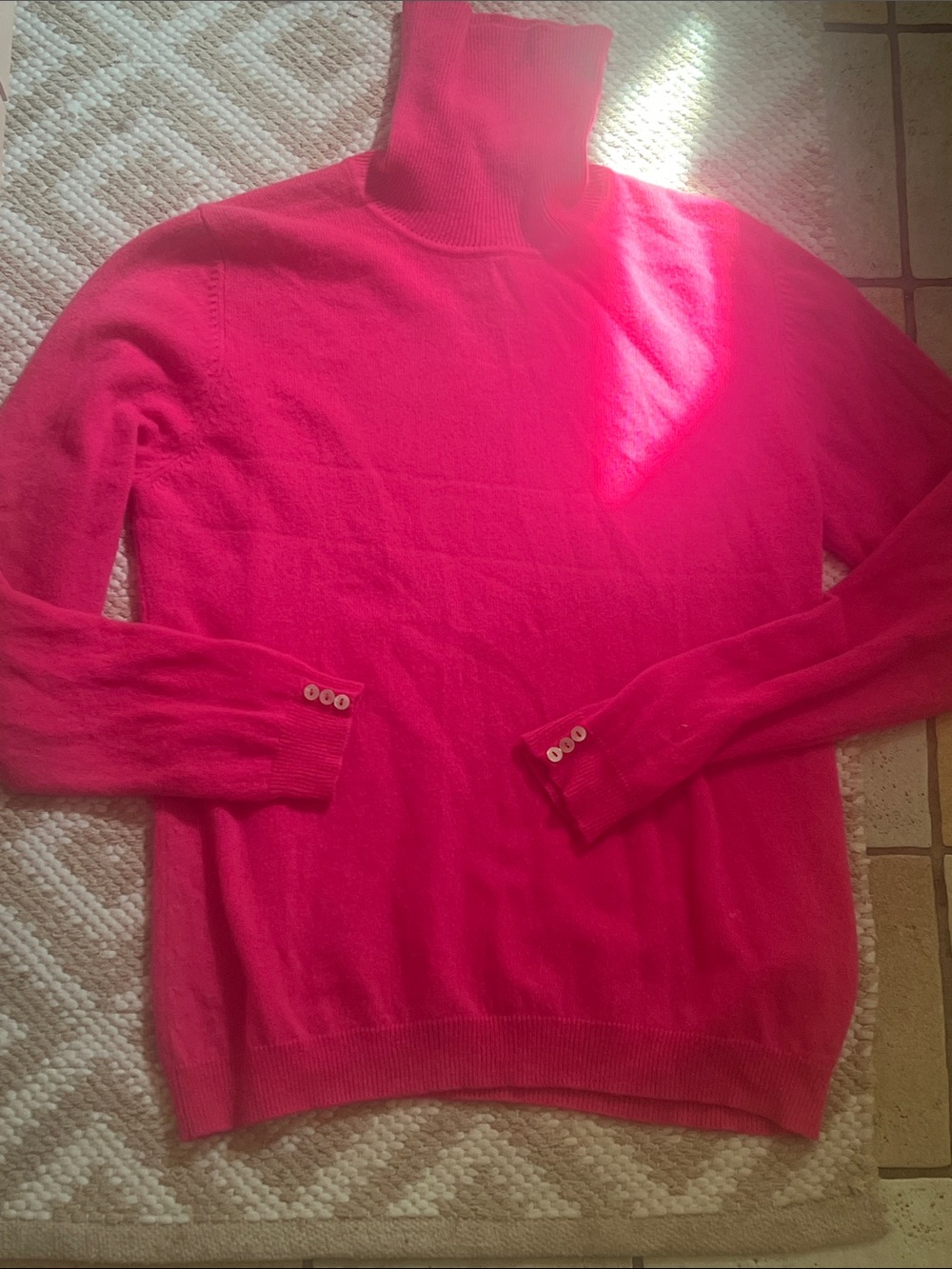 Pure Cashmere Gorgeous Bright Pink Turtleneck Sweater